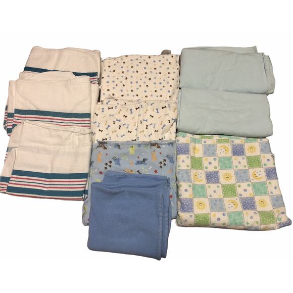 Blue White Dog Flannel Blankets Swaddle - Picture 1 of 6